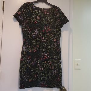Black Velvet floral embroidered dress